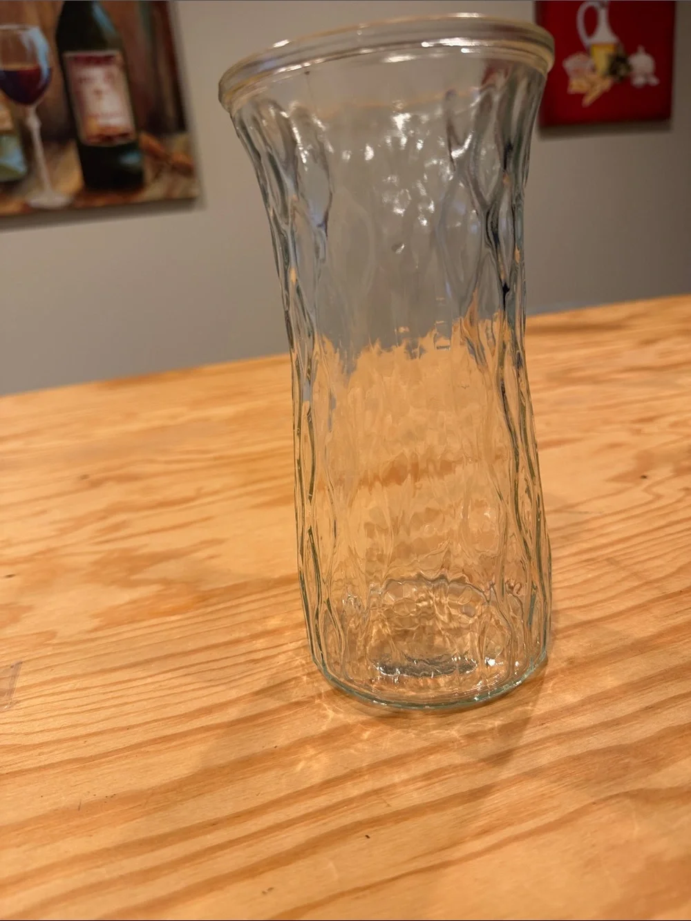 Clear Textured Glass Vase -
